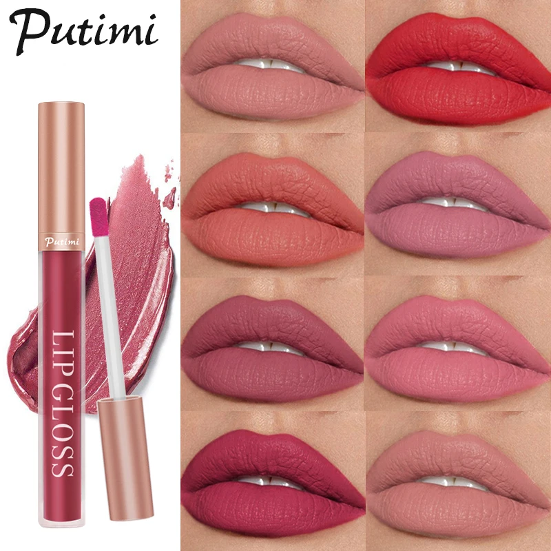 

PUTIMI Silky Smooth Lipstick Waterproof Long Lasting Not EasyTo Fade Lip Gloss Makeup Sexy Women Lip Tint Matte Velvet Lip Glaze