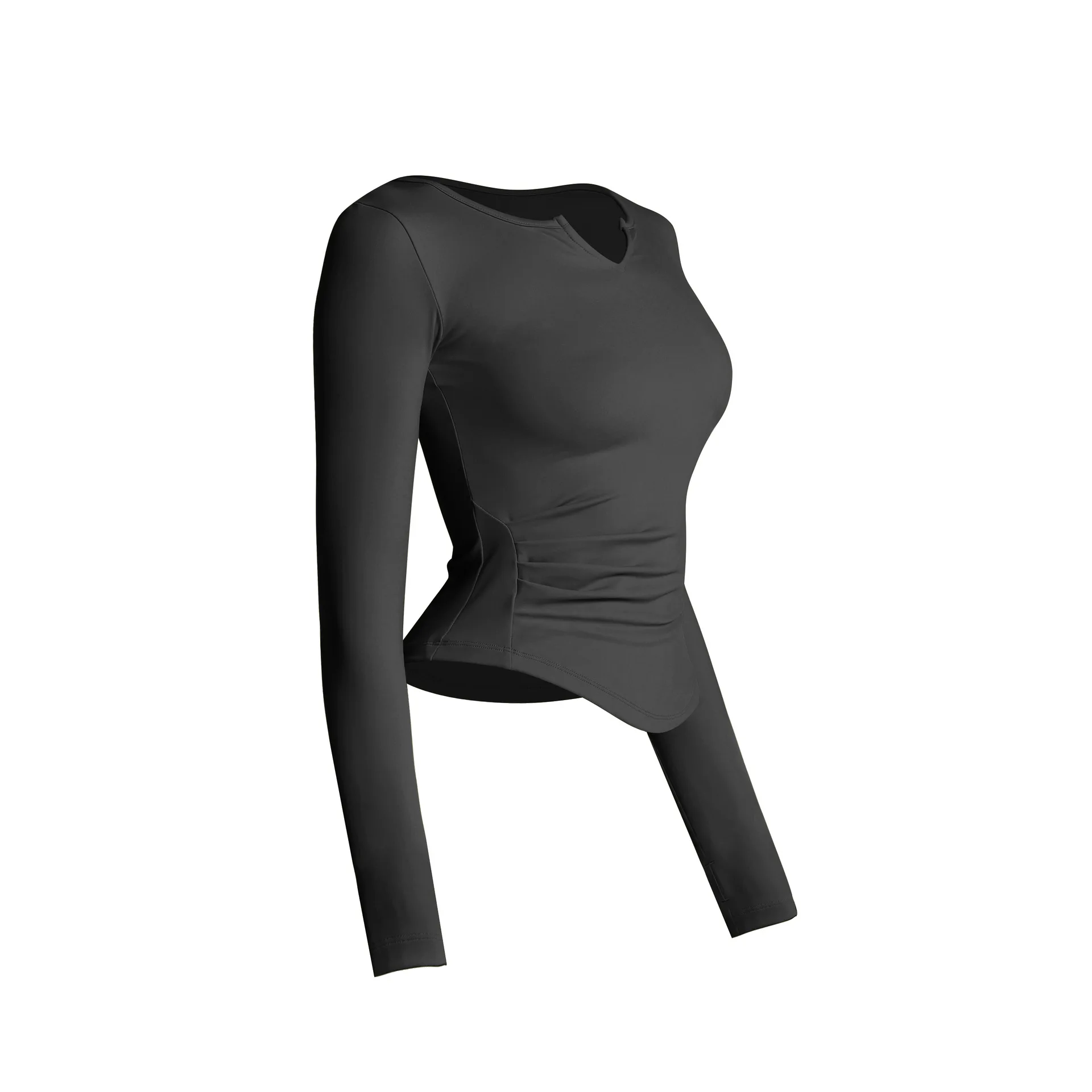 

Women's Fitness Sports Top Long Sleeve Thumb Hole Gym Clothing Quick Dry Run Train Slim Shirts Casual V-Neck Workout