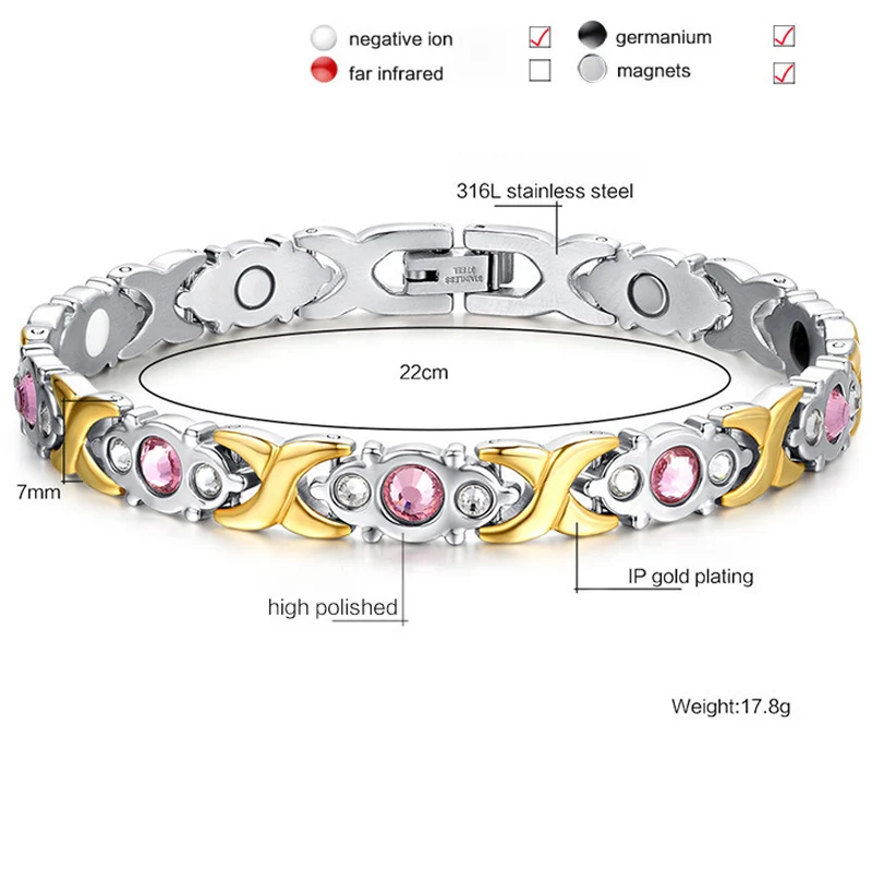 Браслет из нержавеющей стали с кристаллами для девочек и женщин |