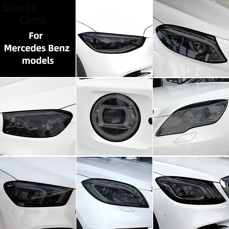 

2 Pcs Smoked Black TPU Sticker Car Headlight Protective Film For Mercedes Benz W222 W223 W166 C292 W167 W464 X166 X204 X167 W447