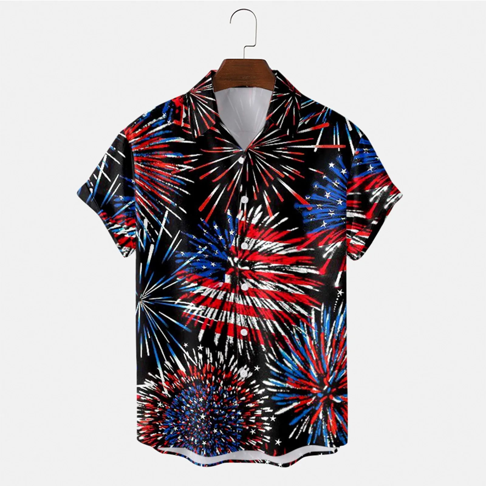 

Summer Cartoon 3d Vintage Dazn Shirt 4th Of July Men Oversized Blouses Tops 2023 American Flag Short Sleeve Button Blusas Hombre