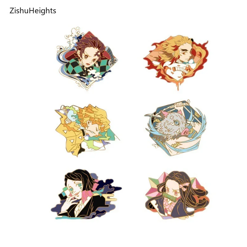 Japanese Manga Demon Slayer Enamel Pin Lapel Pins for Backpacks Brooches for Clothing Badges Anime Jewelry Accessories Gifts