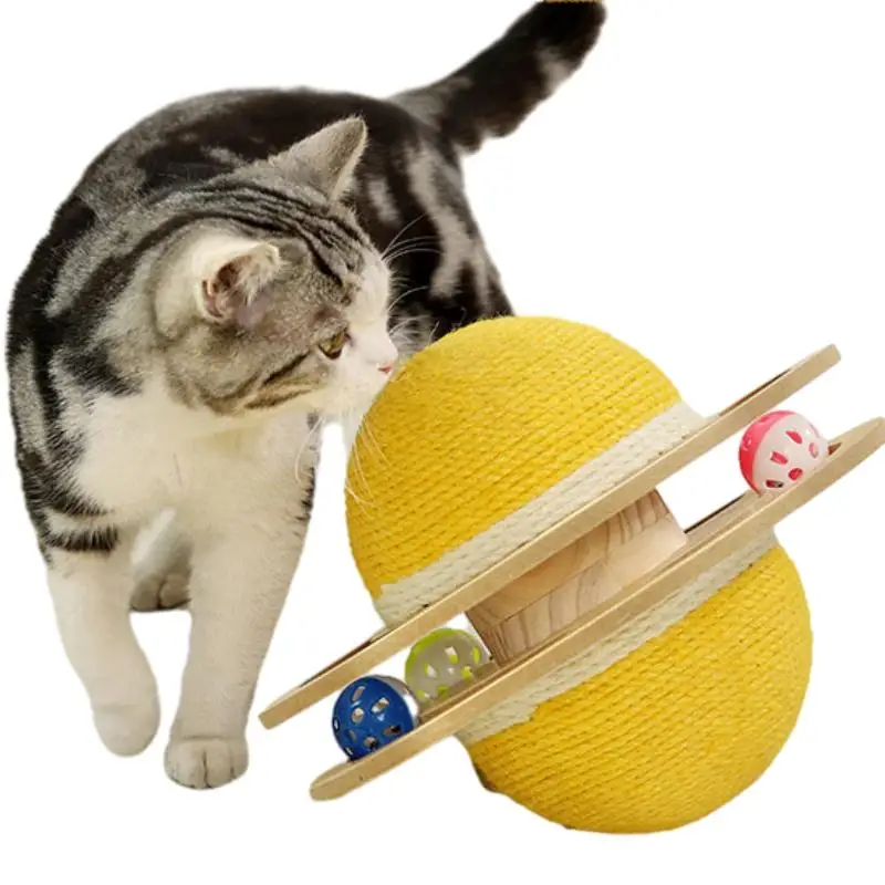 

Outer Space Asteroid Catch The Ball Cat Toy Turntable Path Spherical Sisal Hemp Tumbler Wear-resistant Scratching Post Pet Toy