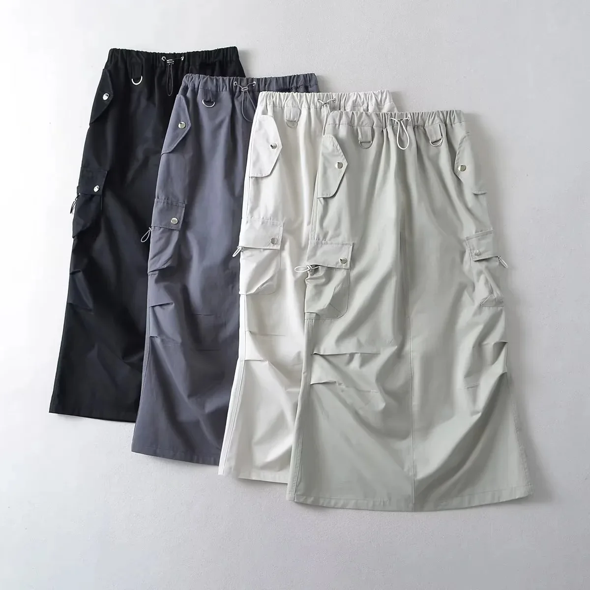 

2023 Summer A-Line Skirts With Pocket Women Stretch High Waist Casual Skirts Faldas Femme Streetwear