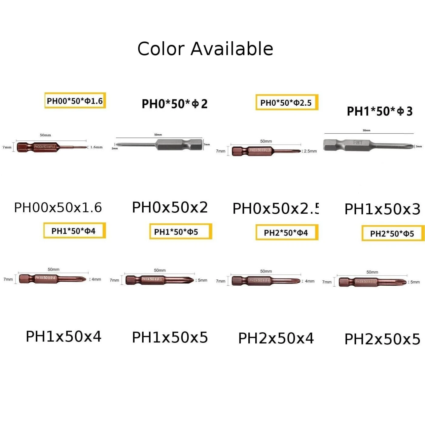 50 мм 1/4 дюйма отвертка с шестигранным хвостовиком электрическая дрель PH00 PH0 PH1 PH2