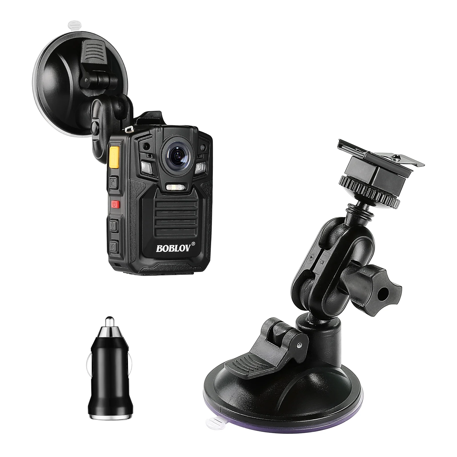

BOBLOV Car Suction Cup for HD66-02/D7 Body Camera Car Mount and a Car Charger ONLY for HD66-02/D7 Body Camera
