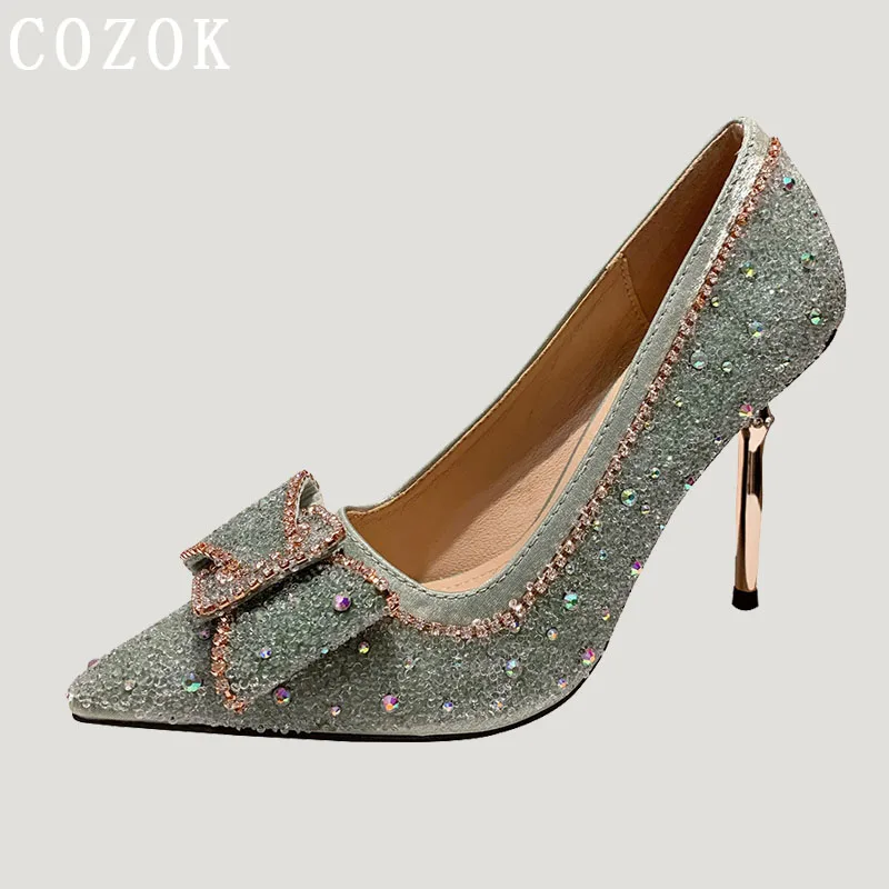 

Туфли-лодочки женские на высоком каблуке, заостренный носок, со стразами, шлепанцы с акулой, весна-лето 2022