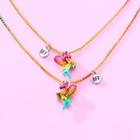 new fashion little angel necklace magnet stone attracts bff good friend necklace alloy drip oil spray paint pendant