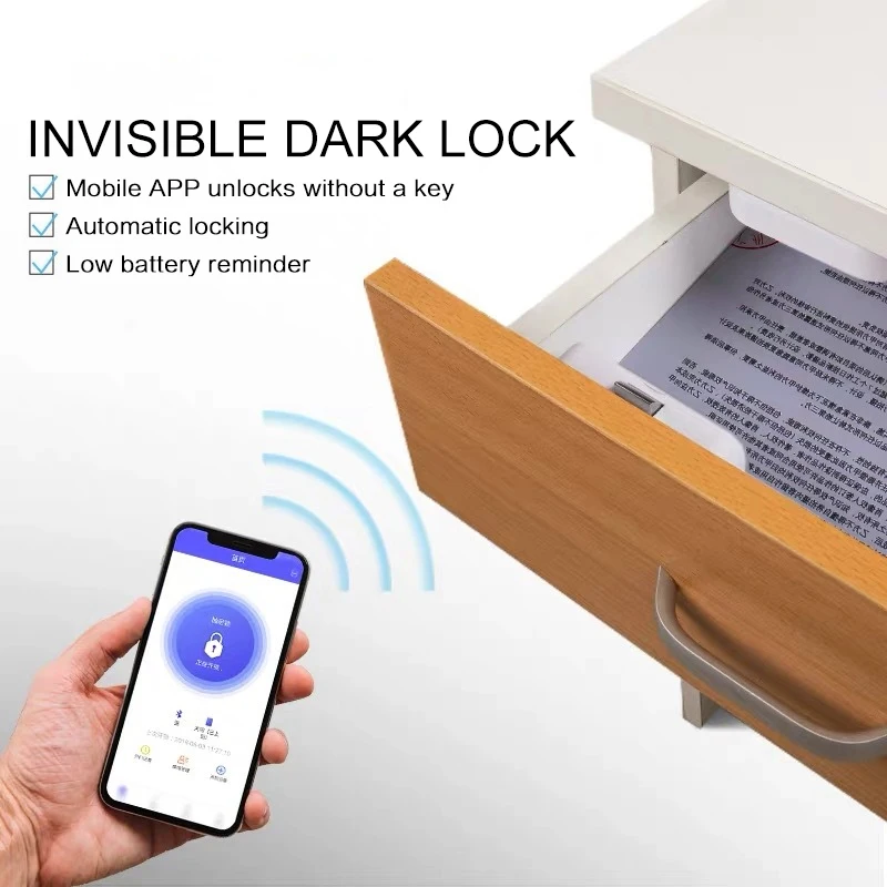 

Смарт-замок для ящиков, невидимый замок с поддержкой Bluetooth, для шкафов и ящиков