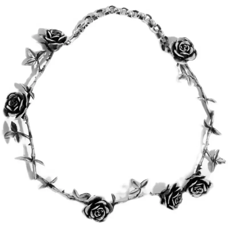 

ERD Style Rose Necklace Bracelet Retro Ins Niche Design Men And Women Clavicle Chain Simple Light Luxury Fashion Jewelry
