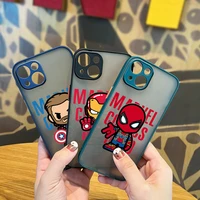 avengers marvel hero for apple iphone 13 12 11 pro max mini xs max x xr 7 8 plus frosted translucent phone case capa cover coque