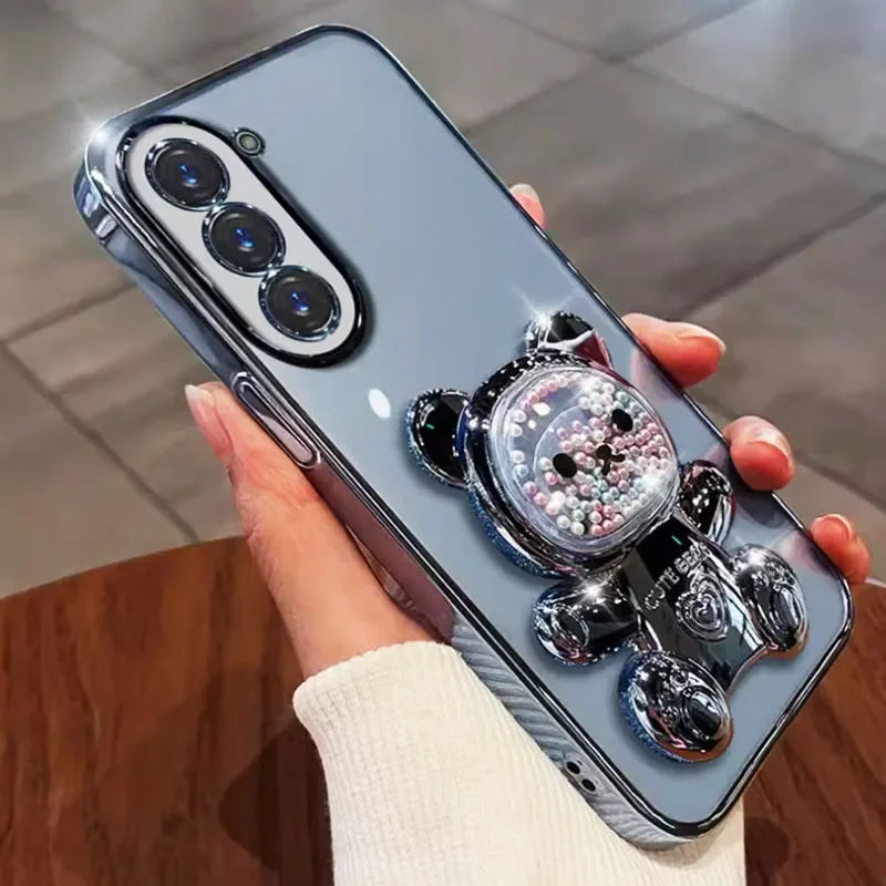 Чехол-держатель для телефона с милым медведем и кронштейном Funda Motorola Moto G85 G84 G83 G04