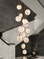 Modern Lustre Natural Marble Led Chandelier Lighting Living Room Decor Led Chandeliers Lamp Villa Stair Hanging Lights Luminaire
