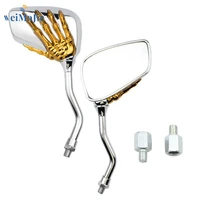 new motorcycle mirror 2pcs chrome skull hand claw side rear view mirrors 8mm 10mm e bike rearview mirror accessories