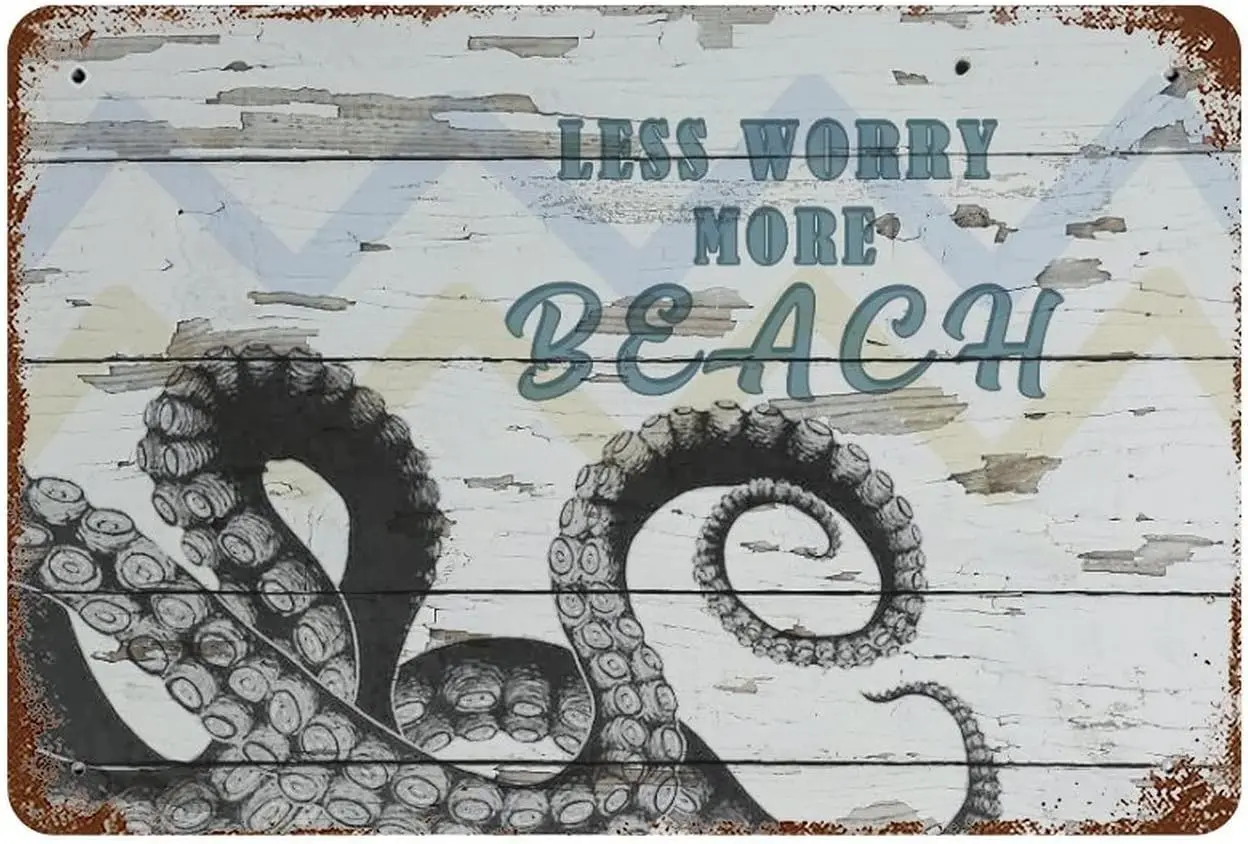 Metl Sgns Vntge Less Worry More Bech Tn Sgn 812 nch Se Decorns Strfsh Chc Забавные свадебные украшения для Tk Br Mn C