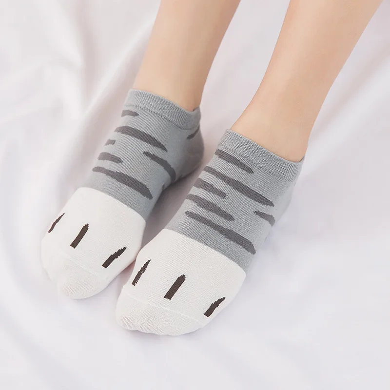 Women Cats Paw Short 3d Socks Cute Funny Fashion Standard Girls Cartoon Animal Fingers Sock Hosiery Toe Zebra Tiger Cat Foot Sox