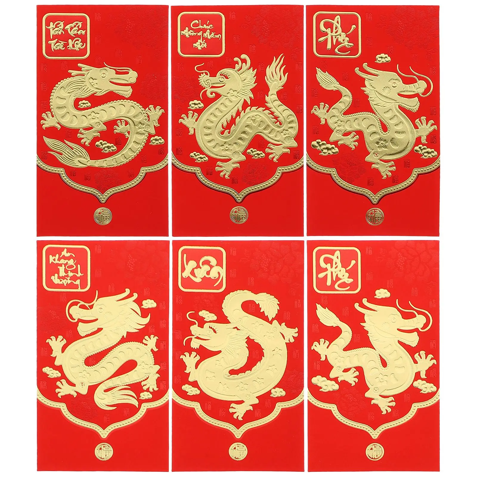 

6pcs New Year Red Pocket Red Envelopes Hongbao for 2023 New Year Spring Festival Birthday Marry Red Gift Money Envelopes