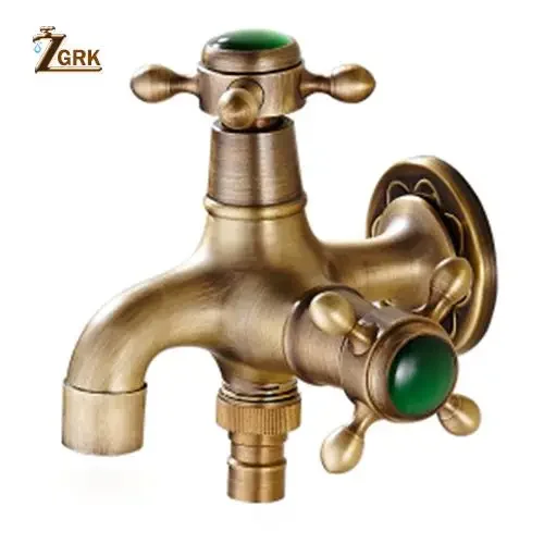 Латунный настенный кран ZGRK, садовый уличный смеситель для стиральной машины, античная швабра, кран для ванной комнаты, один холодный кран