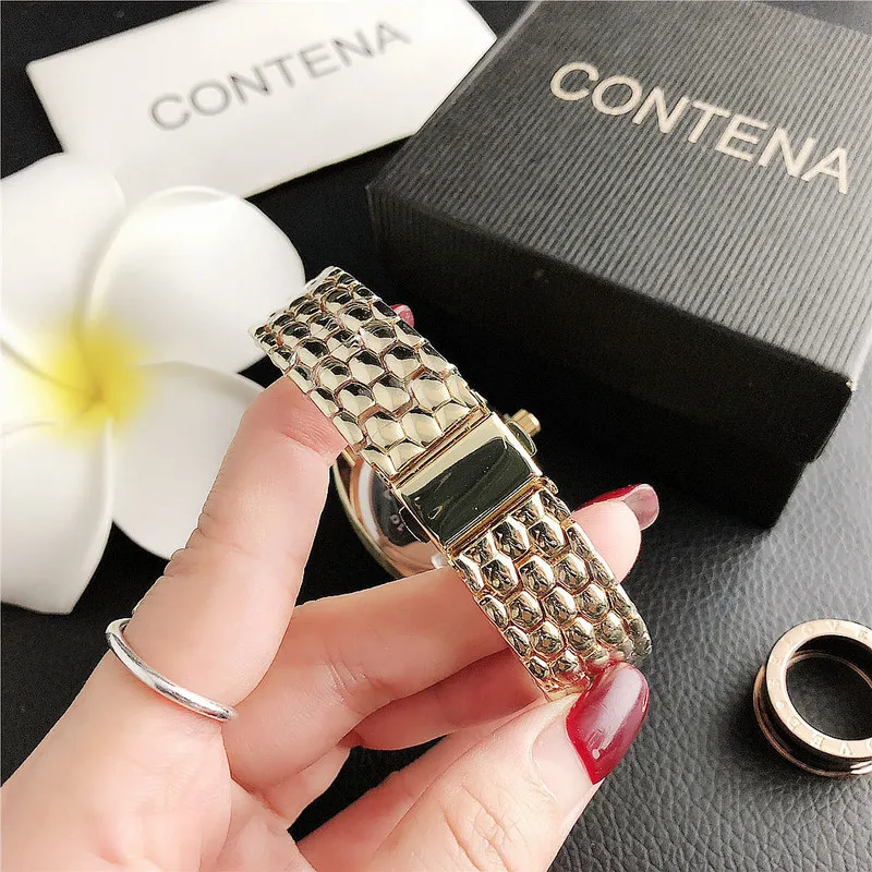 New brand Contena Luxury Gold Watch Women's Watch Rhinestone Women's Watch Women's Stainless steel quartz watch Women's Clock