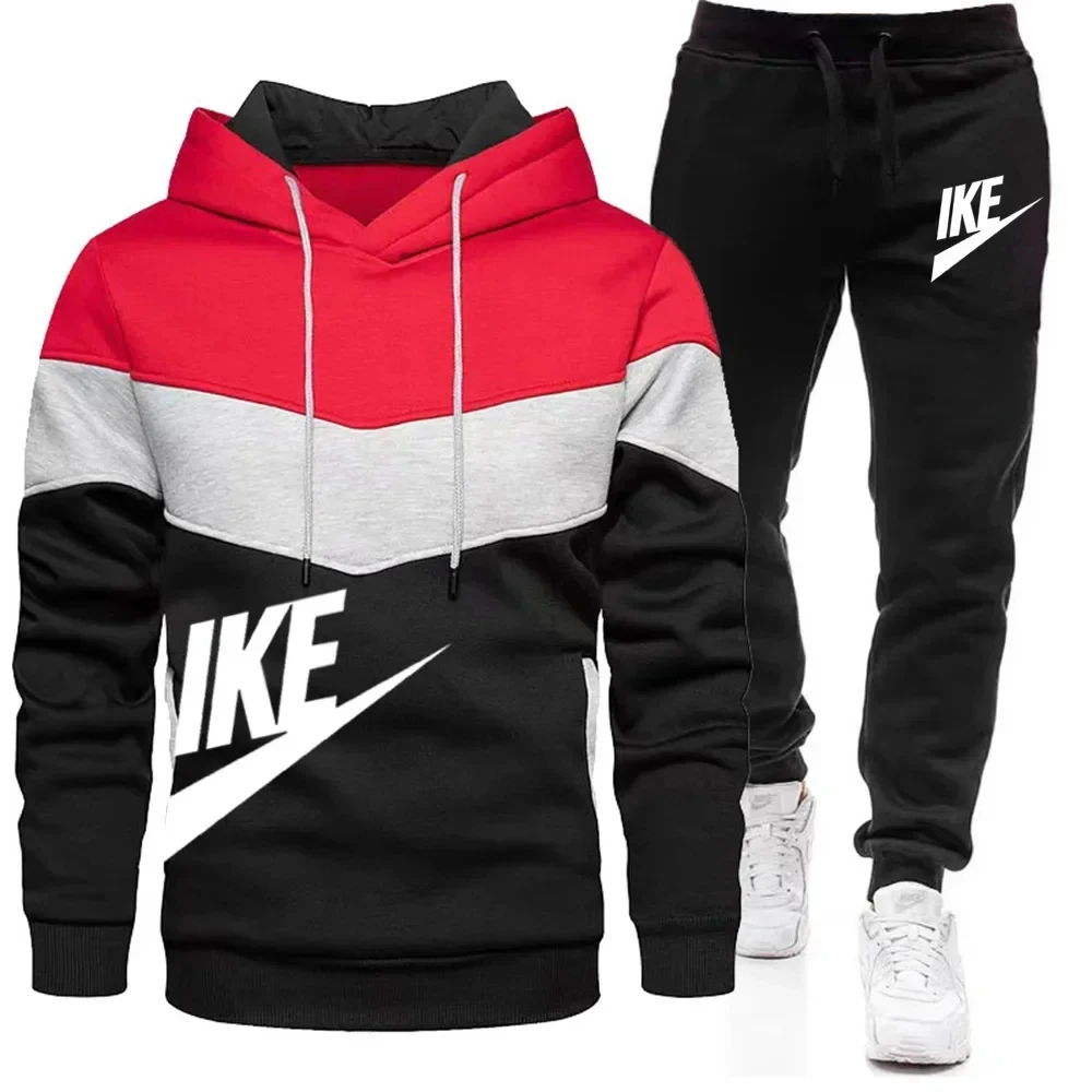 

2 Pieces Sets Tracksuit Hooded Sweatshirt +Drawstring Pants Male Sport Hoodies Running Sportswear Men Women Brand Autumn Winter
