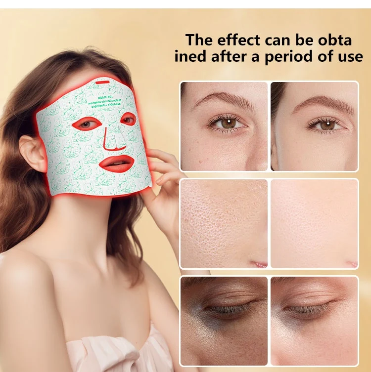 Прохладная кожа Чувство против морщин Силиконовая светодиодная маска Красная