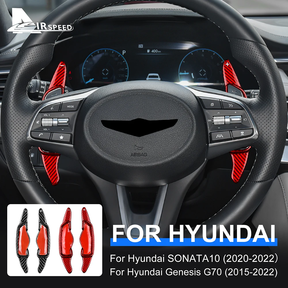 

2pcs Carbon Fiber DSG Steering Wheel Paddle Shifter Extension for Hyundai Genesis G70 Sonata 10 2020-2022 Accessories Interior