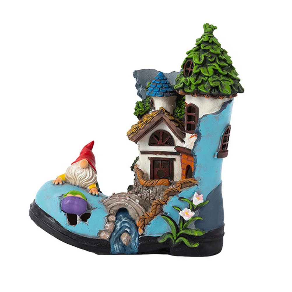 

Садовый дом Gnome, сказочные уличные статуи на солнечной батарее, полимерные светильники, фигурка сапога, декоративные украшения, статуя гном...