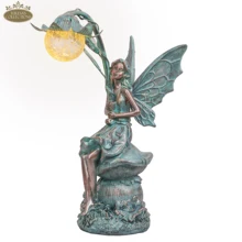 TERESA'S COLLECTIONS Fairy Garden Decor Accessories Solar Light Angel Statues Figures Miniatures for Yard Decorations