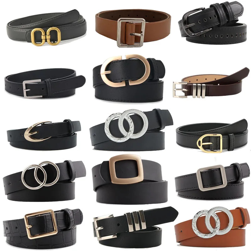 

65 Styles PU Leather Women Belts Simple Metal Buckle Belt Dress Jean Pants Waistband for Lady Girls Luxury Designer Brand