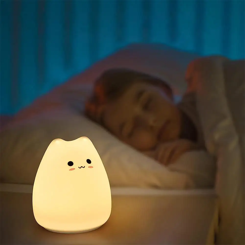 

0.3W LED Cat Kids Night Light With Tap Control Soft Silicone Night Lamp For Kids Baby Girls Boys Children Toddler 9x8.9x10.2CM
