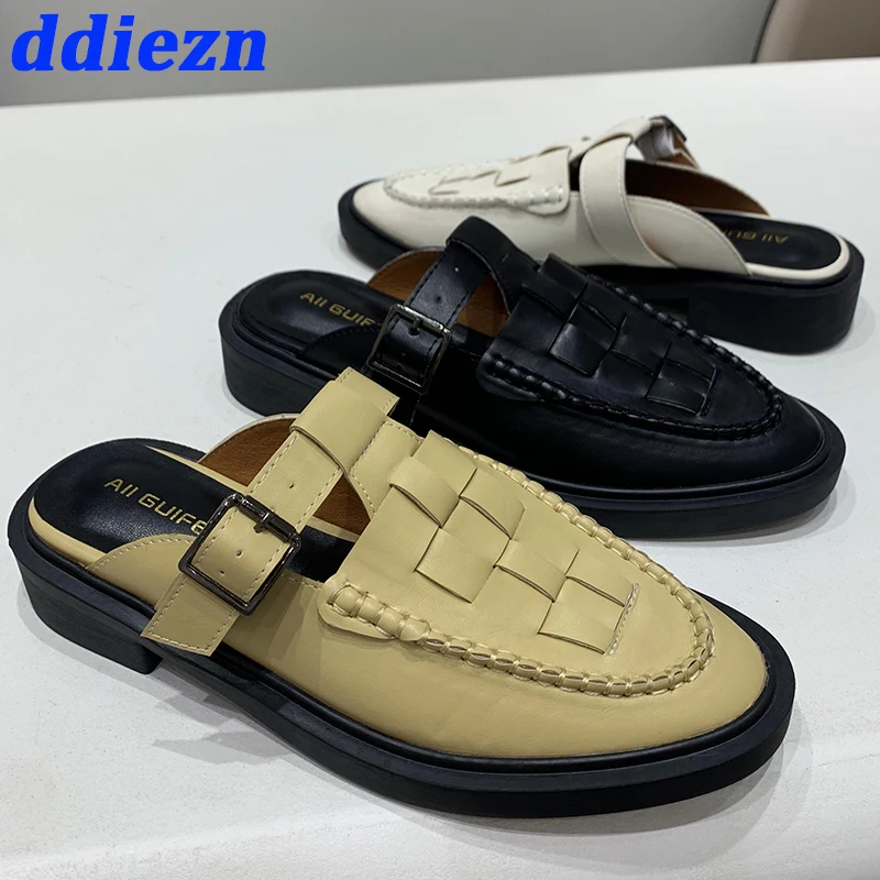 

Мюли женские с переплетением, кроссовки, роскошная модная Уличная обувь, сланцы, плоская подошва, сандалии, лето 2023