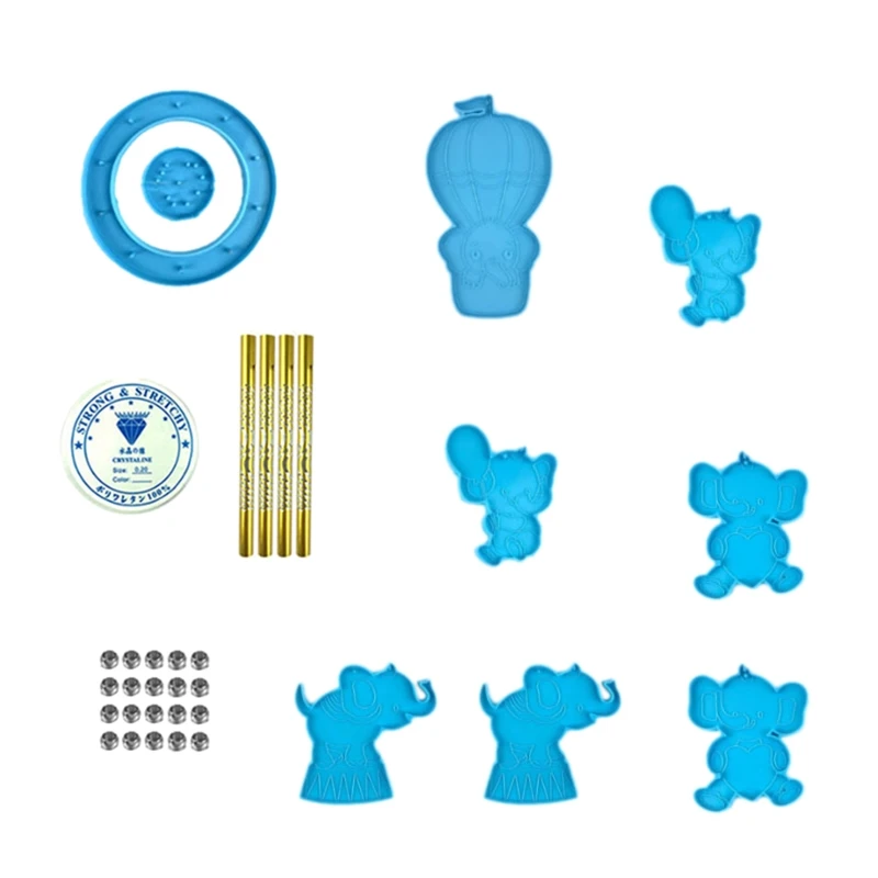 

N58F Diy Elephant Wind Chime Crystal Epoxy Mold Elephant Pendant Wall Hanging Curtain Wind Chime Mirror Surface Silicone Mold