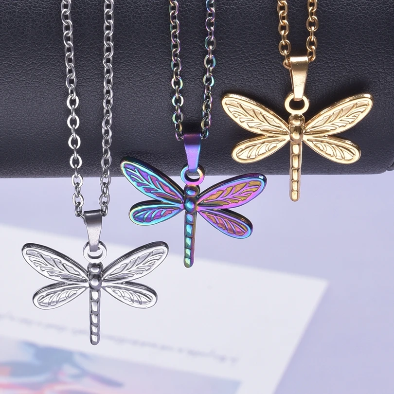 

Stainless Steel Vintage Cute Dragonfly Pendant Necklace for Women Men Exquisite Insect Design Pendant Choker Jewelry Party Gift
