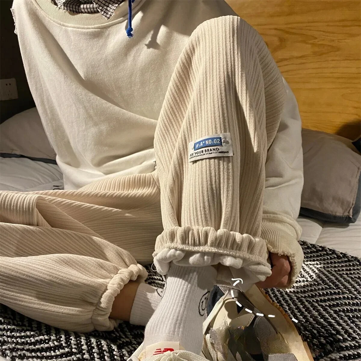 Мужские свободные вельветовые брюки осенне-зимние повседневные длинные