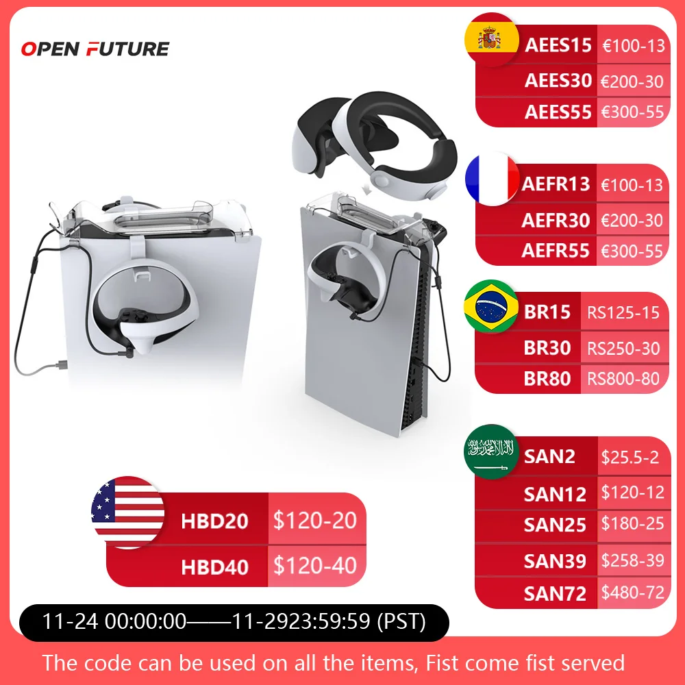 

For PS VR2 Host Overhead VR Storage Bracket Glasses Holder Handle Hanger Magnetic Suction Charging Wire For PS 5/PS VR2