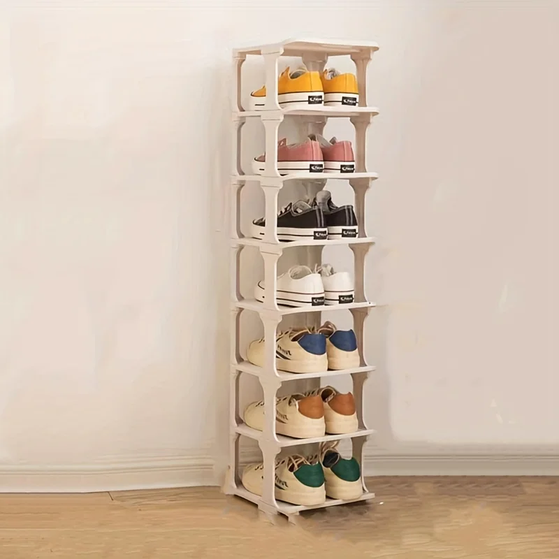 

1 шт. простая пластиковая стойка для обуви, многофункциональный домашний пыленепроницаемый шкаф для обуви, 8-уровневая экономичная полка для обуви, отдельно стоящая