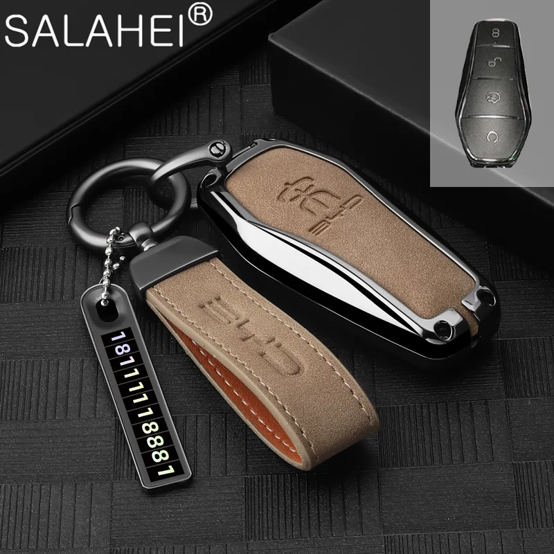 

Zinc Alloy Car Remote Key Fob Case Cover Bag For BYD Song Pro Plus Max Dmi EV 2022 2023 Protector Shell Keychain Accessories