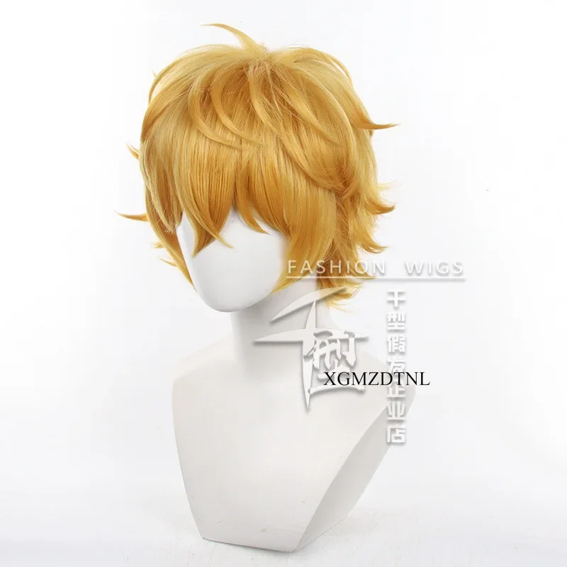 Парик для косплея аниме ветровка акихико нирей термостойкие волосы из желтого