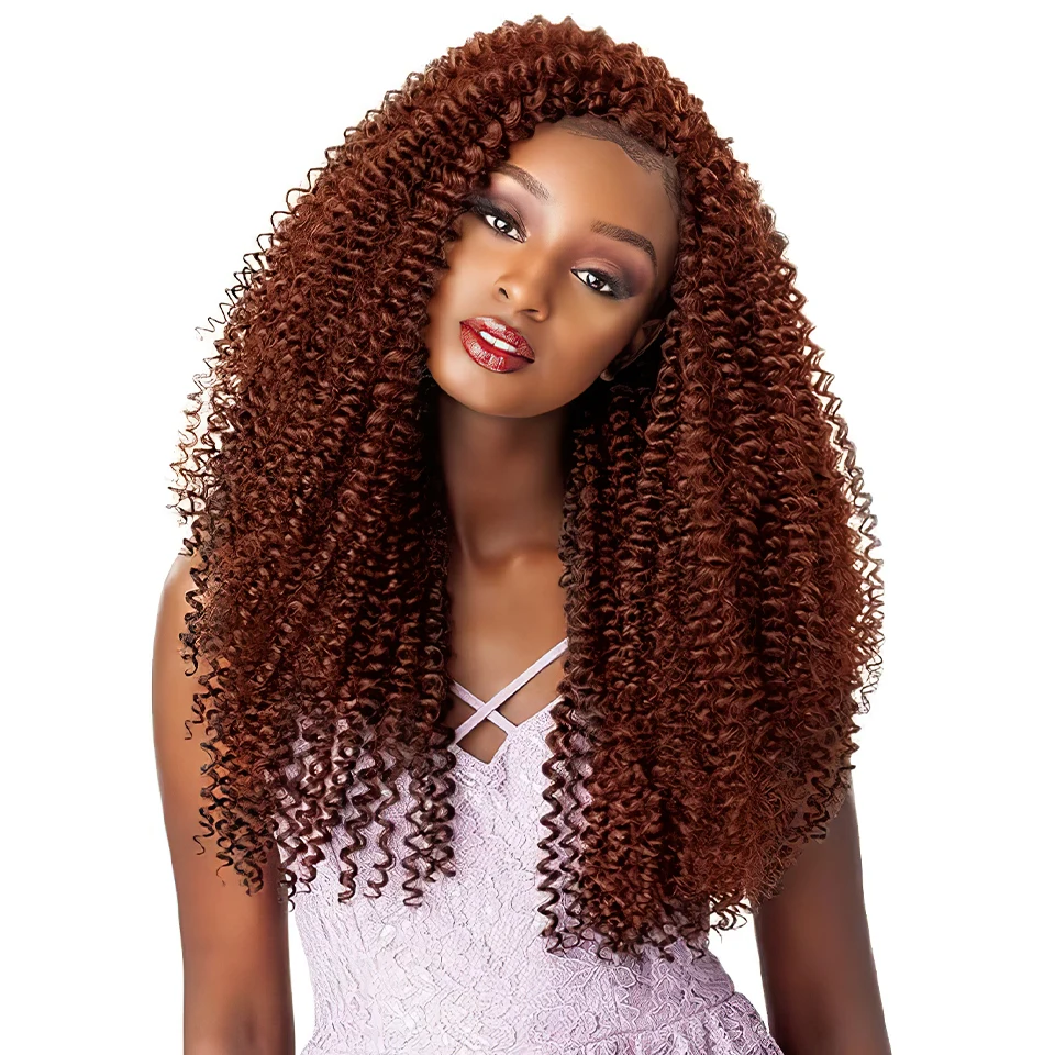 Фото 3-6 шт. Бохо-косы Passion Twist для плетения, 22 дюйма, синтетические кудрявые волосы для наращивания, волнистые косы Bug Water Wave для плетения крючком №3