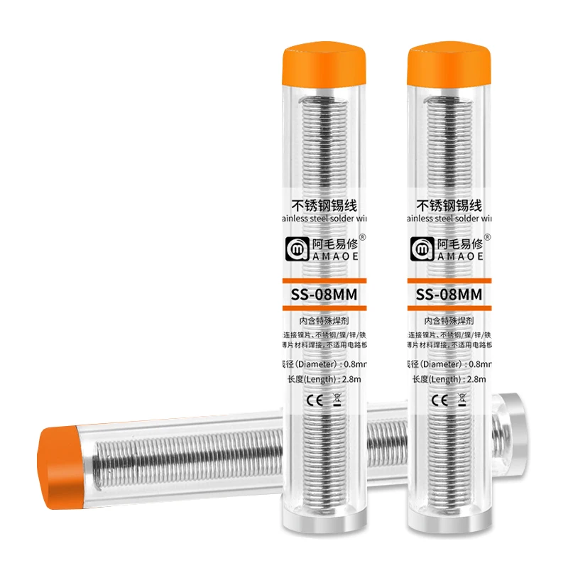 

Amaoe SS-08MM Battery Solder Wire Stainless Steel Soldering Wire for Nickel Battery Welding 2.8m 0.8MM