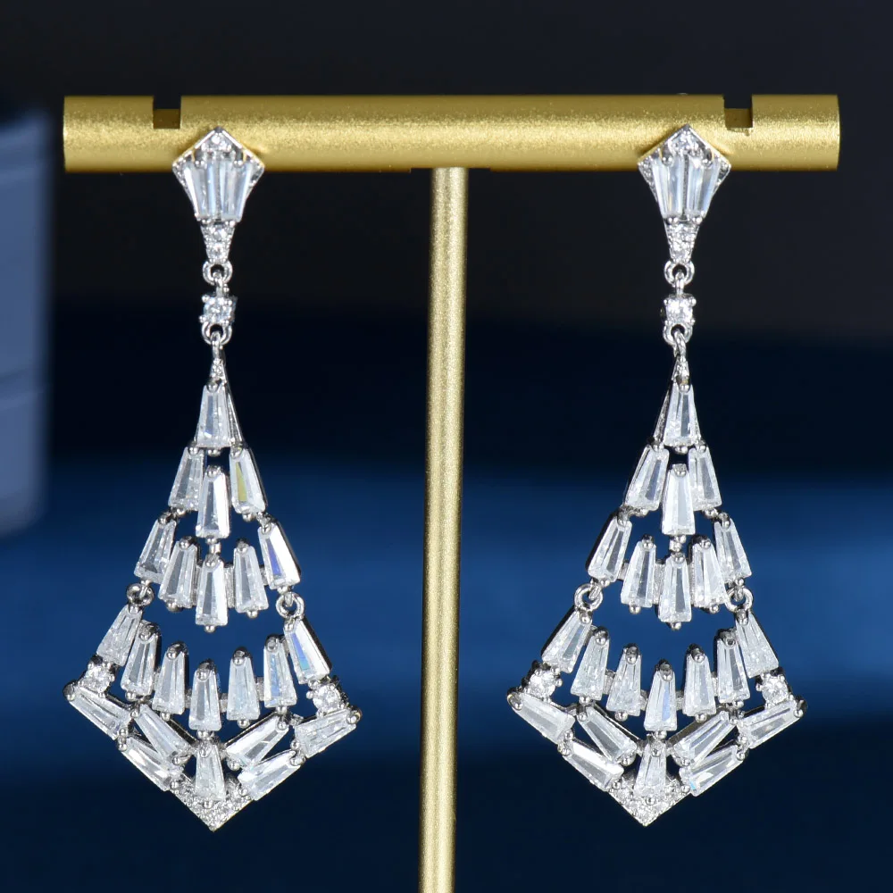 

HIBRIDE прозрачная ААА кубический циркон для женщин Большая Длинная цепочка серьги-капли серьги ювелирные изделия Brincos подарки для вечерние ...