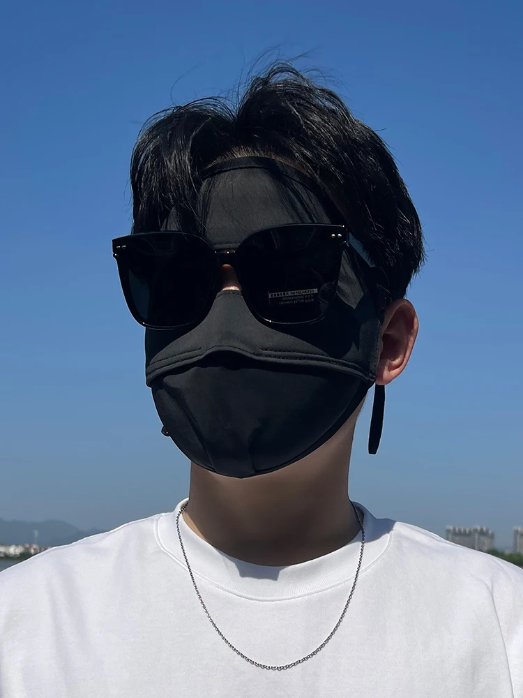 Полнолицевая солнцезащитная маска мужская ледяная шелковая для лица летняя