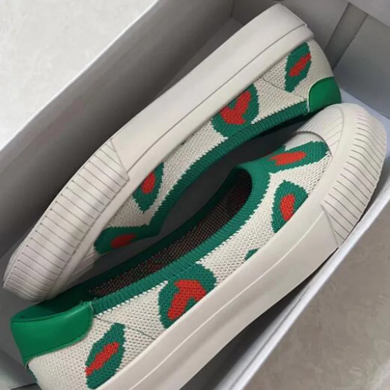 Womens Stretch Knitted Moccasins Breathable Flat Platform Casual Shoes Brief Slip-on Fashion Ladies Flats Light Driving Loafers