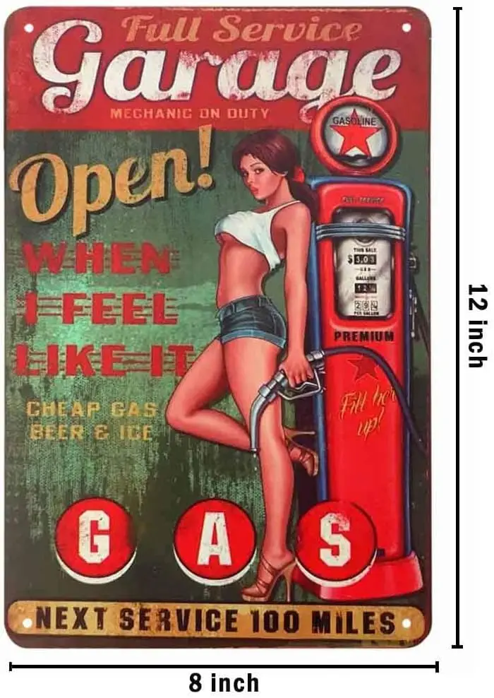 Жестяной знак AOYEGO для девушек Полная работа гаража секс-девушки стоячие