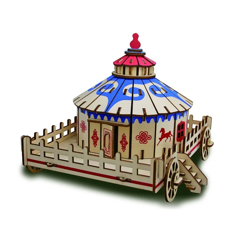 

Candice guo! Деревянная игрушка, 3D пазл, ручная работа, сборная игра «сделай сам», набор деревянных изделий, китайская Внутренняя Монголия Юрта, подарок на день рождения и Рождество, 1p