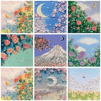 ruopoty oil painting by numbers frame canvas painting flowers moon mountain number painting wall art diy gift handiwork
