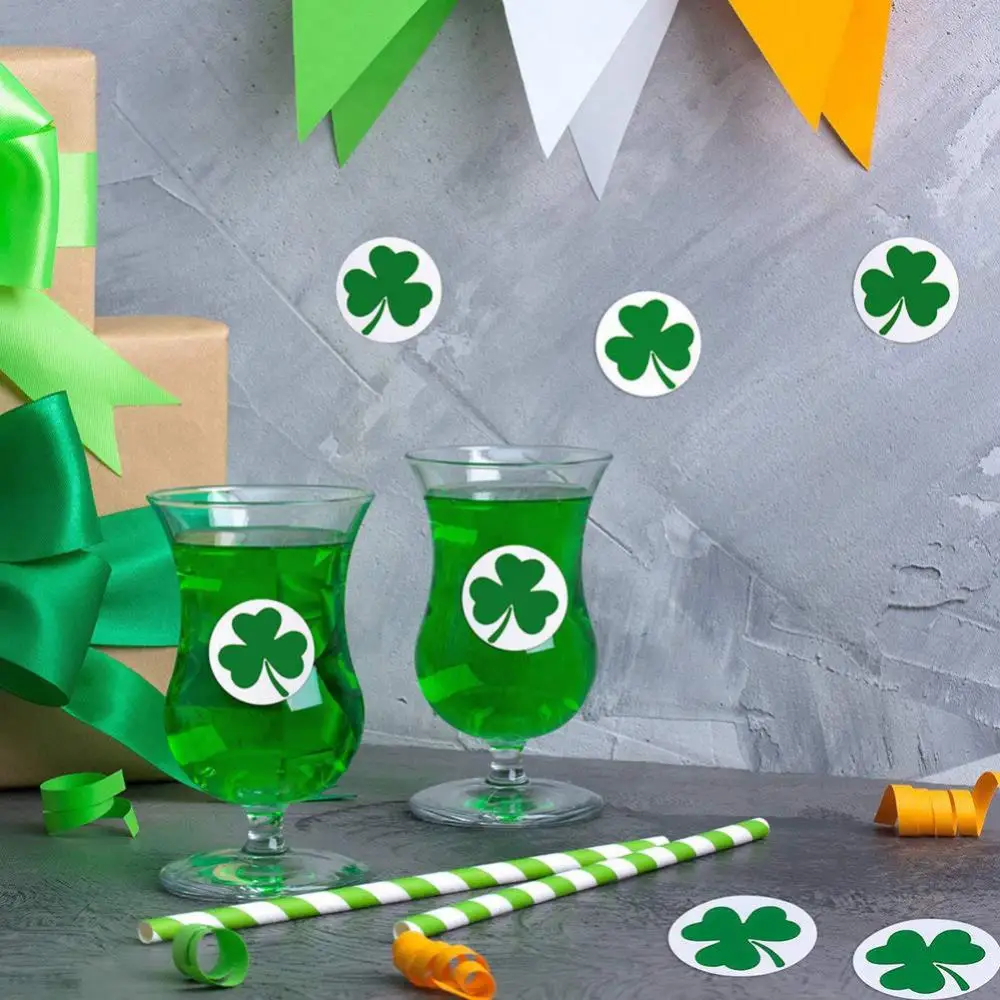 

500 Pcs/roll Round Patrick's Day Stickers Stickers Shamrock Stickers Box Package Label Sealing Stickers Decor Stationery