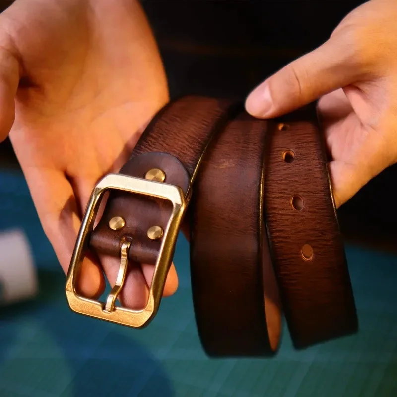 Ремни ручной работы в винтажном стиле из воловьей кожи с чистым верхним слоем для