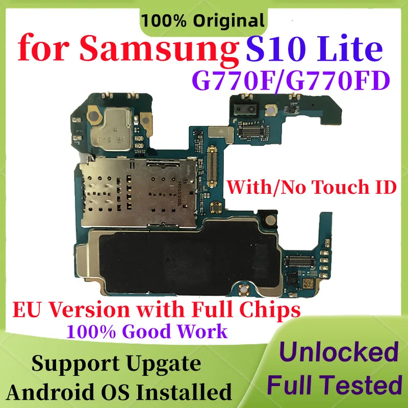 

Оригинальная материнская плата для Samsung Galaxy S10 LITE, G770F, G770F/DS, европейская версия, разблокированная материнская плата, 1 или 2 SIM, 128 ГБ, материнск...