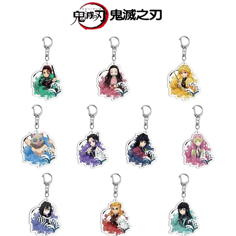 

Anime Demon Slayer Keychain Acrylic Kimetsu no Yaiba Blade of Ghost Keychains Key Cover Chain Keyring Jewelry Accessories Gifts